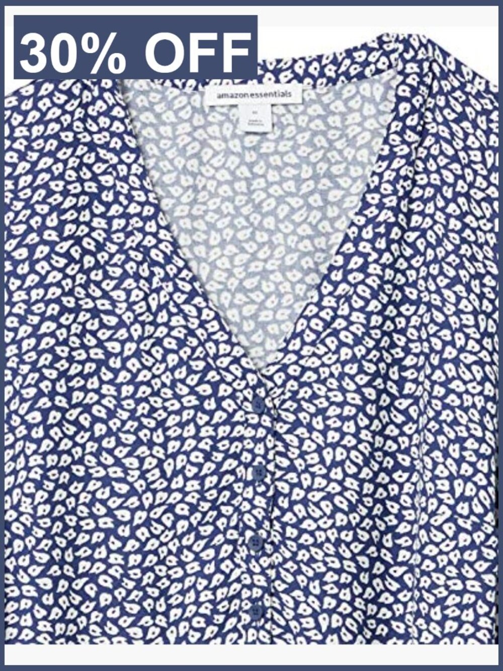 3/4 Sleeve Button Popover Blouse, V-Neck Loose Fit Top - Picture 6 of 6